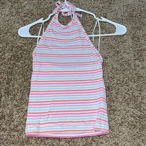 rainbow halter crop top